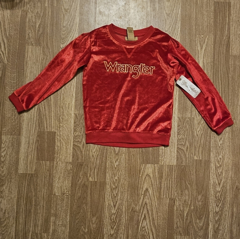 NWT Wrangler Red Velvet Crewneck Girl's Size XS